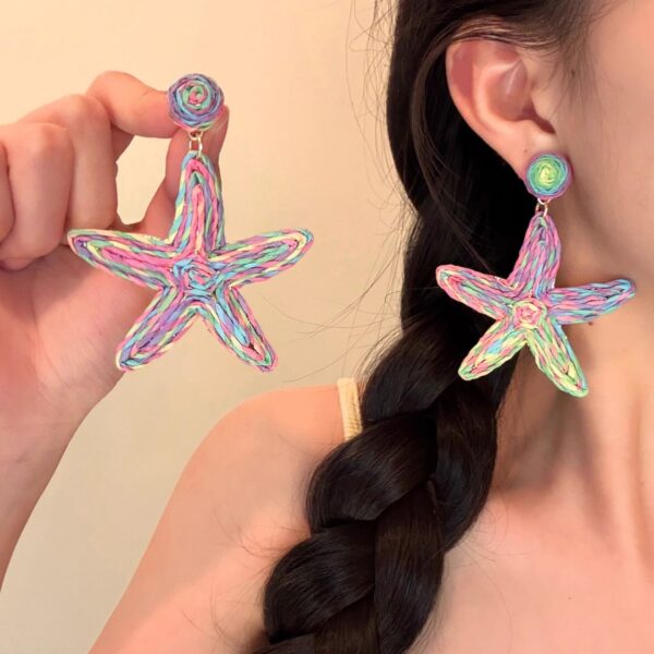 Wholesale Sea Salt Star Exaggerated Personality Starfish Earrings Women's Holiday Style Summer Seaside Travel Design Sense Earrings Earrings
