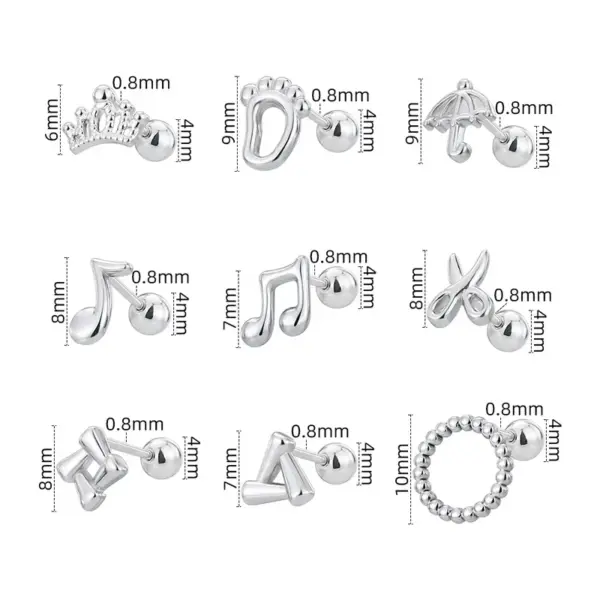 Wholesale 1 Piece Cute Simple Style Geometric Animal Crown Plating Titanium Steel Ear Studs