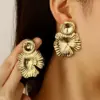 Wholesale 1 Pair Cute Exaggerated Sweet Flower 304 Stainless Steel Imitation Gold Electroplating Drop Earrings