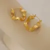 Wholesale PVD Coated Real Gold Plated 18K Gold Waves 304 Stainless Steel Fashion Waterproof Non Tarnish Earrings