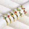 Wholesale Brass 18K Gold Plated Plating Inlay Solid Color Zircon Open Rings
