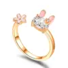 Copper Plating Rabbit Artificial Gemstones Copper Rings