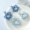 Wholesale Blue hollow five-pointed star silver needle earrings