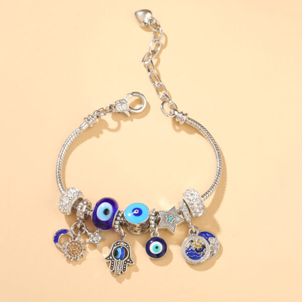 Wholesale DIY Blue Devil Eye Glass Diamond Star Bracelet