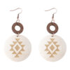 Wholesale Cross-border Bohemian Cactus Sun Aztec Pattern Wood Laser Disc Stitching Earrings