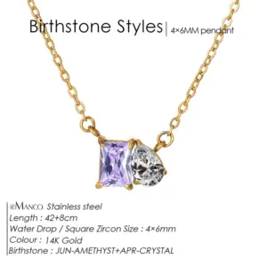 June Light Purple Square Diamond White Water Drops