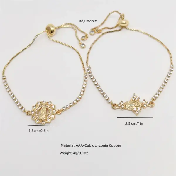 Wholesale Jewelry Elegant Luxurious Faith Virgin Mary Copper Bracelets