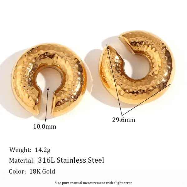 Wholesale PVD Coated Real Gold Plated 18K Gold Geometric 304 Stainless Steel Basic Classic Style Waterproof Non Tarnish Ear Cuffs