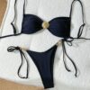 Wholesale 2025 new European and American split swimsuit cross-border shell awstring solid color sexy bikini foreign trade bikini