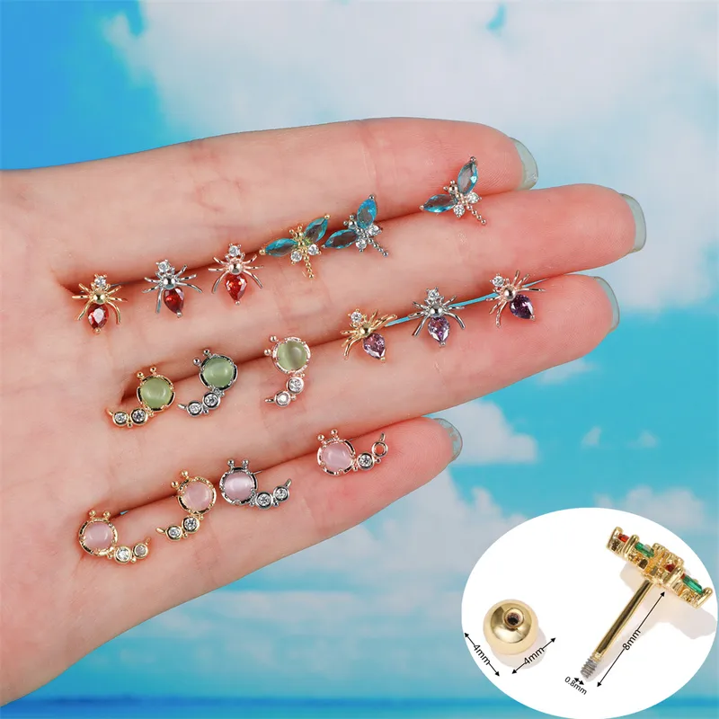 Wholesale Pastoral Animal Brass Gem Earrings Ear Studs