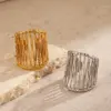Wholesale Ion Plating (IP) 18K Gold Plated Lines 304 Stainless Steel Casual Rock Marine Style Waterproof Non Tarnish Open Rings