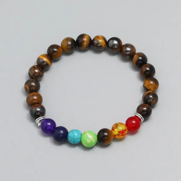 Wholesale Simple Style Geometric Tiger Eye No Inlaid Beaded Chain Bracelets In Bulk