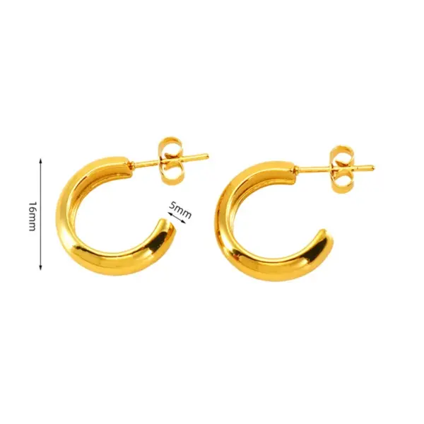 Wholesale 18K Gold Plated 316 Stainless Steel PVD Coated Titanium Steel C Shape Star Waterproof Non Tarnish Elegant Modern Style Drop Earrings For Women's