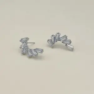 Crescent Ear Studs (White Gold Color)