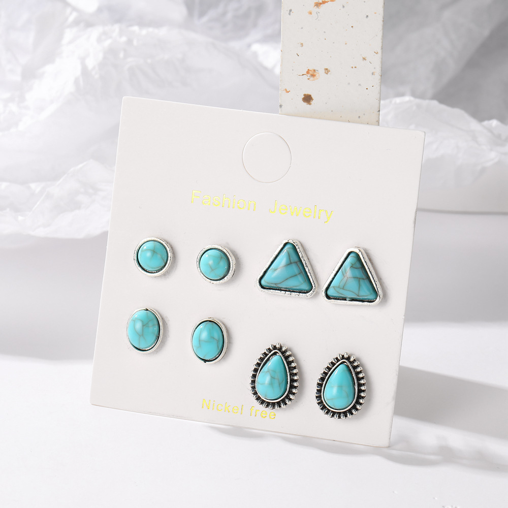 Wholesale Bohemian style geometric circular triangular tearop earrings
