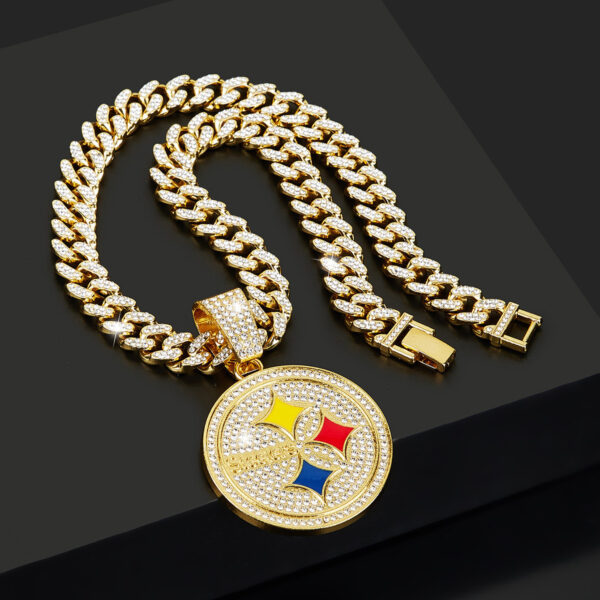 Wholesale Hip-hop diamond round letter necklace Cuban chain