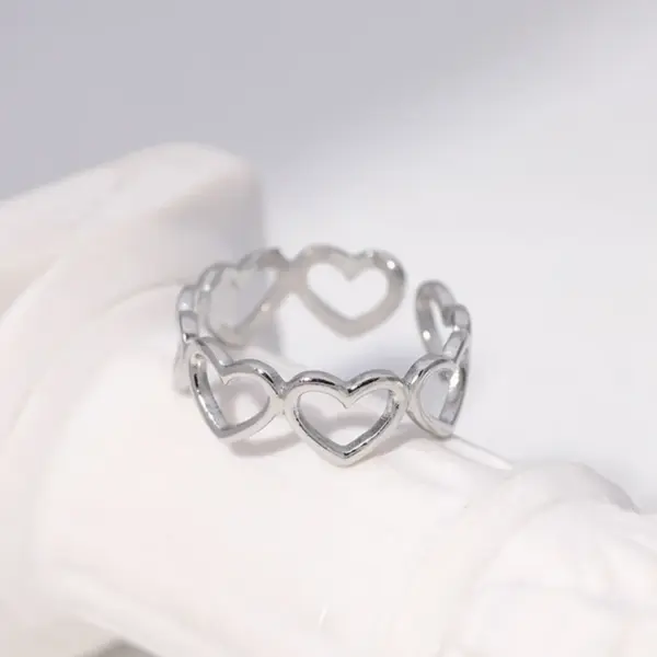 Wholesale PVD Coated Real Gold Plated 18K Gold Heart Shape 304 Stainless Steel Sweet Waterproof Non Tarnish Open Ring