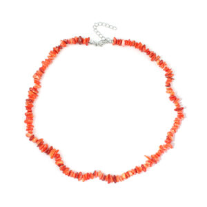 Orange red irregular gravel necklace