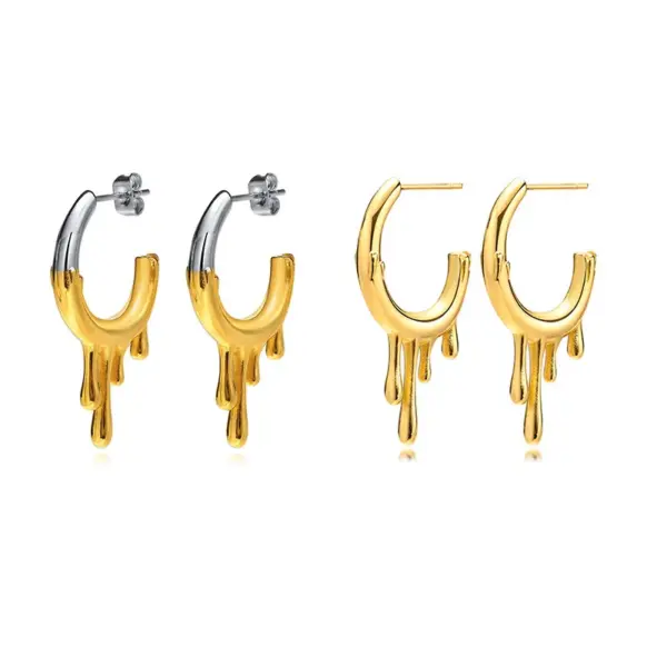 Wholesale 1 Pair Fashion C Shape Plating 201 Stainless Steel Stainless Steel Earrings
