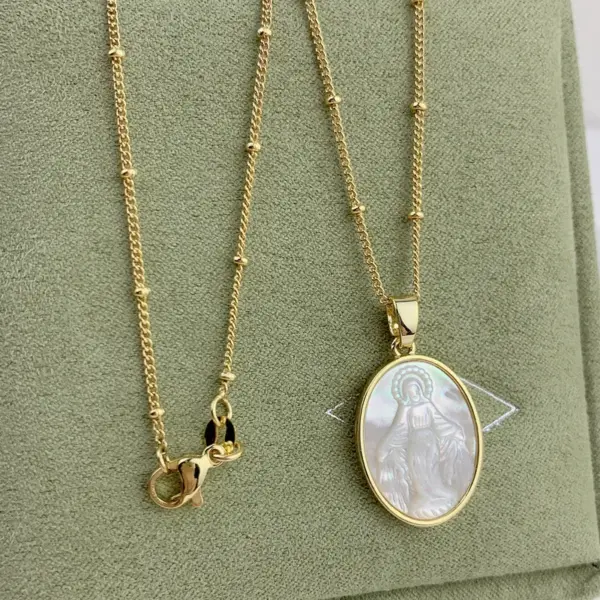 Fashion Virgin Mary Oval Copper Necklace In Bulk