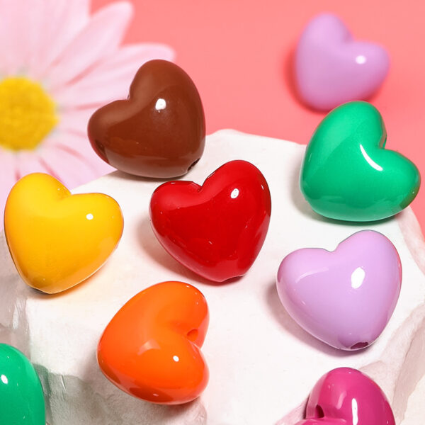 Wholesale 19x 21mm baking varnish fat love vertical hole beaded acrylic color heart beads