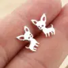 PVD Coated 18K Gold Real Gold Plated Dog 304 Stainless Steel Simple Style Waterproof Non Tarnish Ear Studs