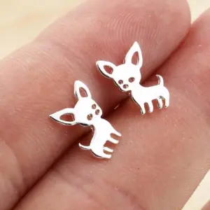 PVD Coated 18K Gold Real Gold Plated Dog 304 Stainless Steel Simple Style Waterproof Non Tarnish Ear Studs