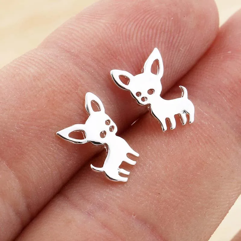Wholesale PVD Coated 18K Gold Real Gold Plated Dog 304 Stainless Steel Simple Style Waterproof Non Tarnish Ear Studs