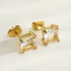 Wholesale 1 Pair Fashion Square Plating Inlay 304 Stainless Steel Zircon 18K Gold Plated Stainless Steel Earrings