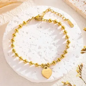 7766 Steel Ball Heart Bracelet