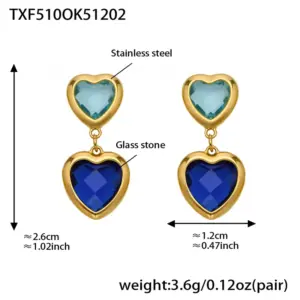 TXF510-Blue Faceted Stone Gold Earrings