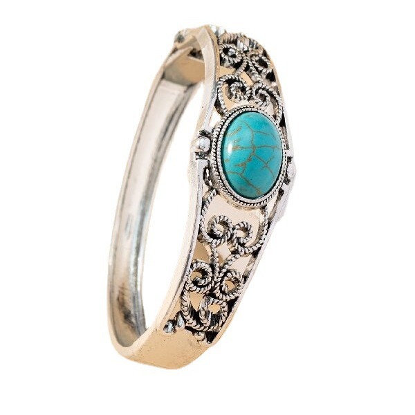 Wholesale European and American fashion trendy women's classic flower grain bracelet turquoise ethnic jewelry wholesale manufacturers