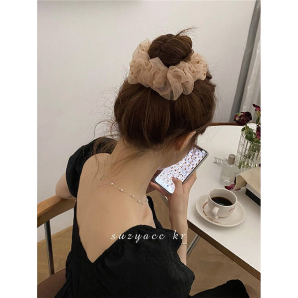 oly-39f6bfc365dc308473271319b8955495 Wholesale Mesh Heart Flocked Scrunchie Hair Tie for Bun Hairstyles