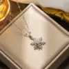 PVD Coated Real Gold Plated Snowflake Stainless Steel Simple Style Waterproof Non Tarnish Titanium Steel Pendant Necklace