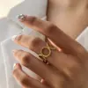 Wholesale 304 Stainless Steel Flower Butterfly PVD Coated Stone-Free Real Gold Plated IG Style Retro Waterproof Non Tarnish Plating Open Rings