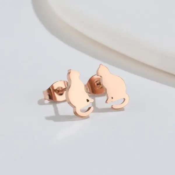 PVD Coated 18K Gold Real Gold Plated Cat 304 Stainless Steel Fashion Waterproof Non Tarnish Ear Studs
