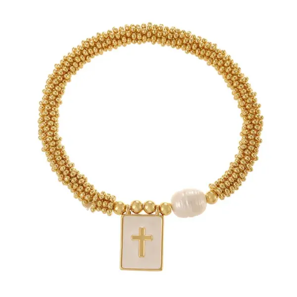 Wholesale Fashionable Butterfly Pendant Necklace Pearl Imitation Metal Copper Bead Cross Square Tag Geometric Pattern Daily Wear Women's Jewelry