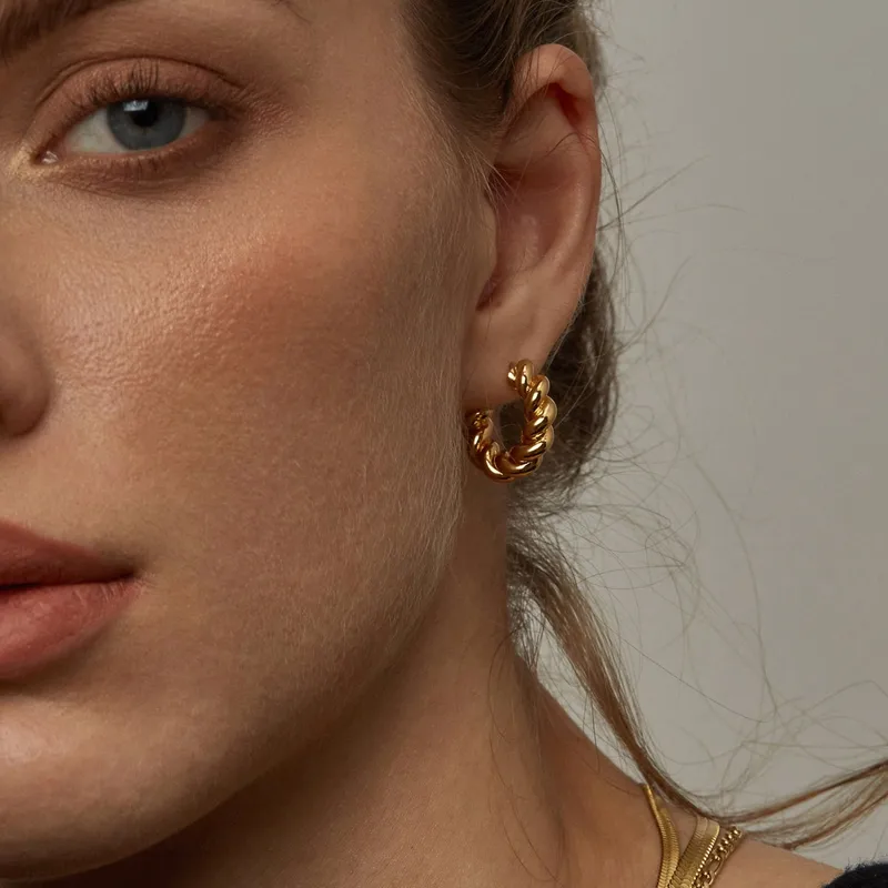 Wholesale Vacuum Plating Real Gold Plated Geometric 304 Stainless Steel Simple Style Waterproof Non Tarnish Earrings