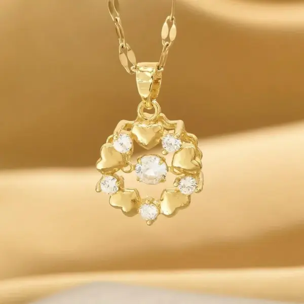 316 Stainless Steel Copper Heart Shape Electroplated 18K Real Gold Plated Vacation Classic Style Waterproof Non Tarnish Coffee Bean Chain Pendant Necklace