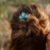 Wholesale Retro style flower-shaped alloy hairpin inlaid with turquoise