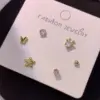 Wholesale 6 Pieces Casual Cute Shiny Fruit Snowflake Plating Inlay Copper Artificial Diamond 14K Gold Plated 16K Gold Plated Ear Studs