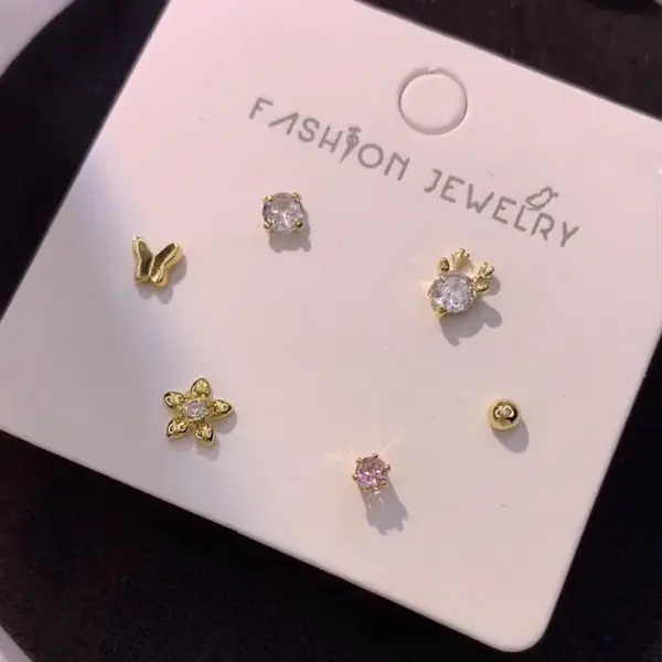 Wholesale 6 Pieces Casual Cute Shiny Fruit Snowflake Plating Inlay Copper Artificial Diamond 14K Gold Plated 16K Gold Plated Ear Studs