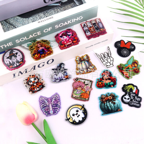 Wholesale New loose powder cross-border cartoon Halloween cute jewelry acrylic pins adorable DIY patch accessories
