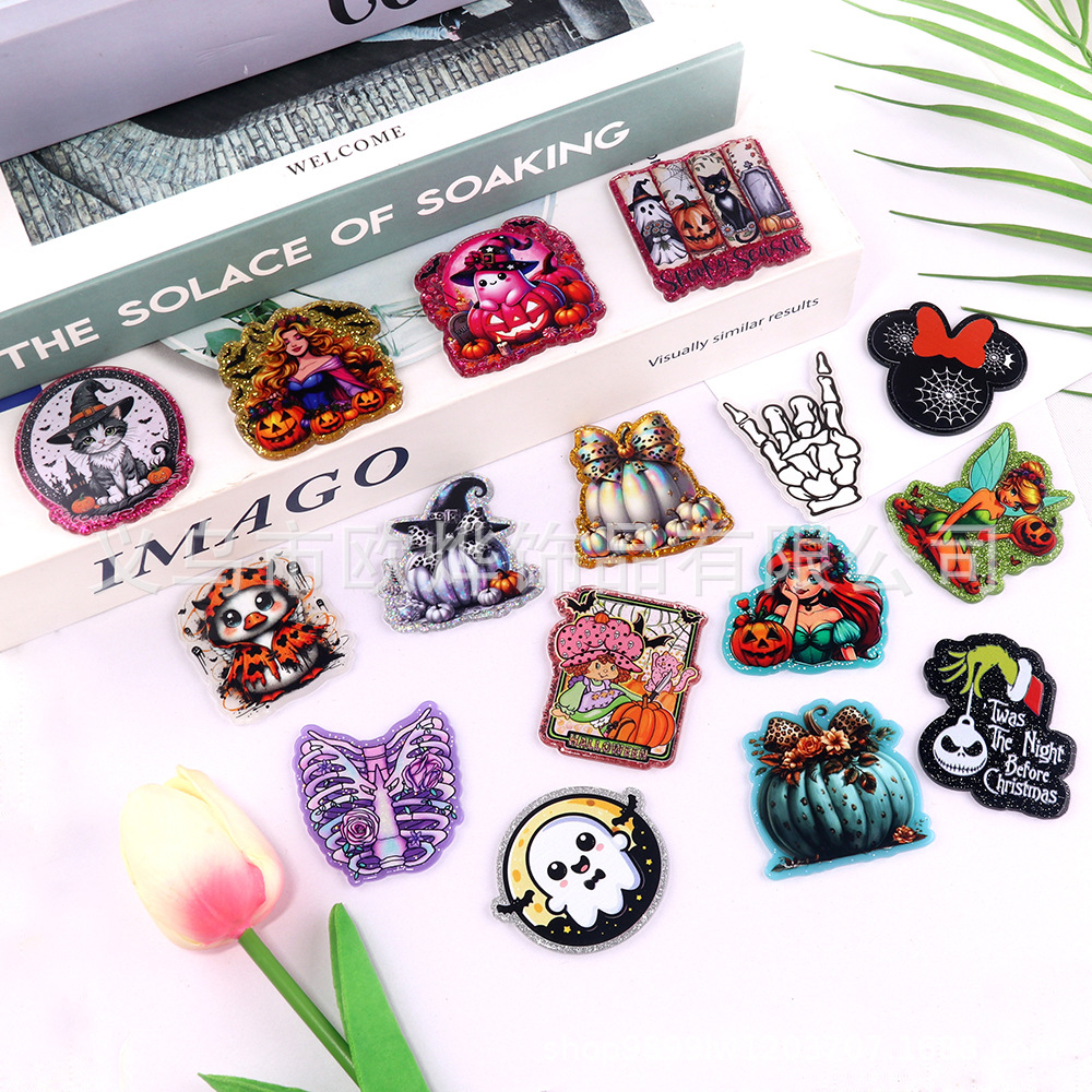 Wholesale New loose wder cross-border cartoon cute jewelry acrylic pins able DIY patch aessories
