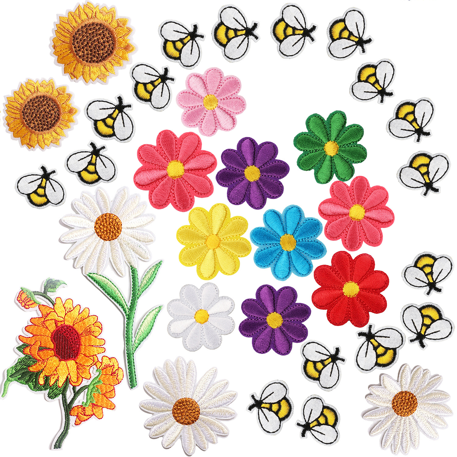 Wholesale Xiao Tian Bee Embroidery Cloth Sticker Cartoon Computer Embroidery Mark Suower Chapter Patch Small Flower Micro-stamp Amazon