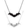 Wholesale Cross Border Black Bat Chain Necklace Halloween Gothic Punk Vampire Black Jewelry Horror Necklace