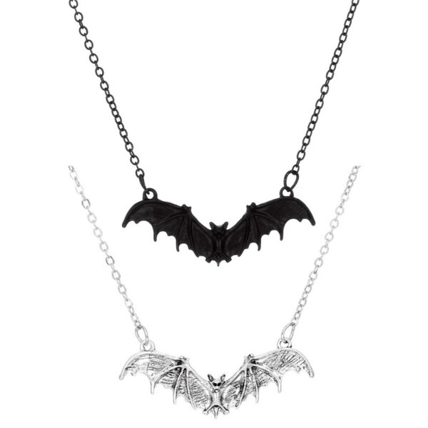 Wholesale Cross Border Black Bat Chain Necklace Halloween Gothic Punk Vampire Black Jewelry Horror Necklace