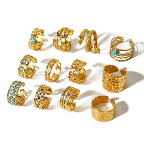 PVD Coated 18K Gold Real Gold Plated Geometric Stainless Steel Ethnic Style Streetwear Waterproof Non Tarnish Open Ring