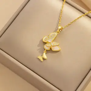 378 Gold Light Luxury Butterfly Necklace