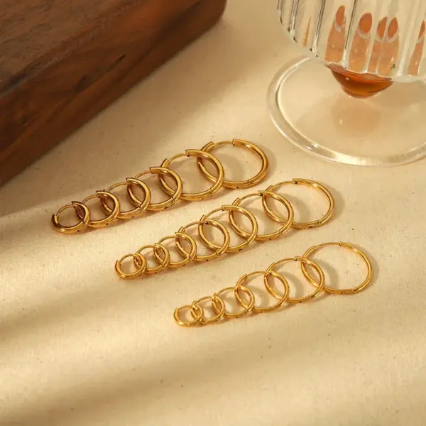 1 Pair Basic Commute Circle Buckle 304 Stainless Steel 18K Gold Plated Hoop Earrings Huggie Earrings Earrings